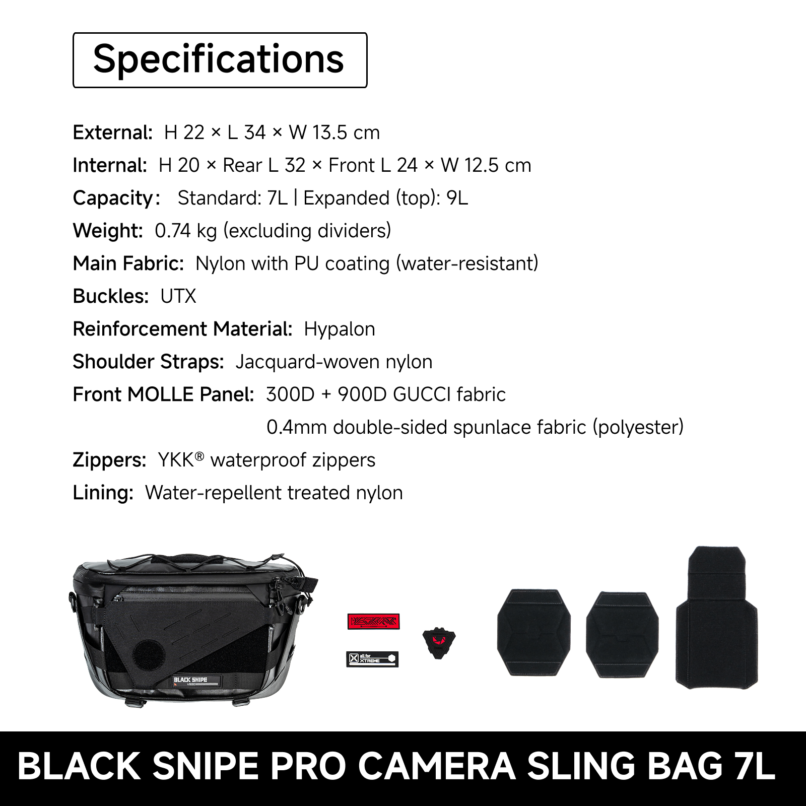Black Snipe Pro 7L Camera Sling Bag