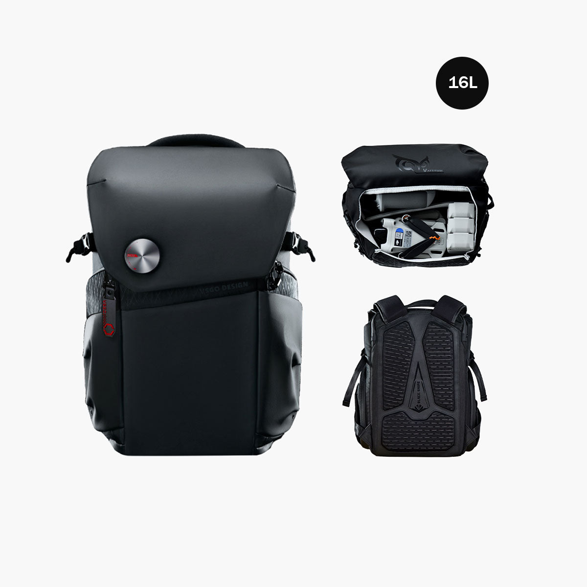 VSGO Black Snipe Camera Backpack – Cool Waterproof Bag 25L 16L(No back access)