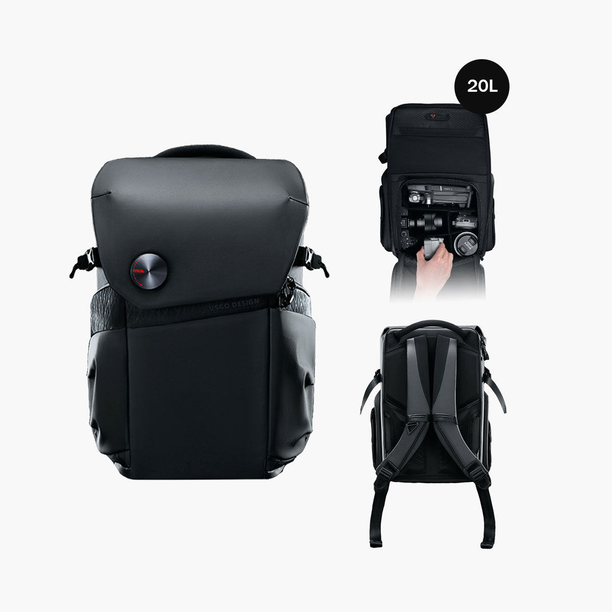 VSGO Black Snipe Camera Backpack – Cool Waterproof Bag 25L