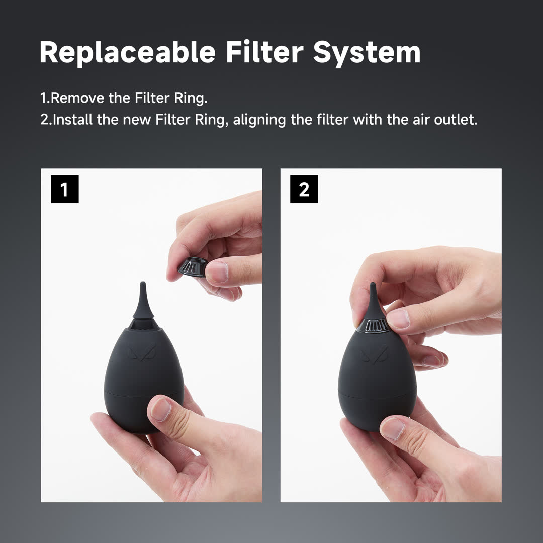 Tumbler Camera Air Blower with Filtered One-Way Intake