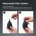 Tumbler Camera Air Blower with Filtered One-Way Intake