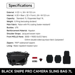 Black Snipe Pro 7L Camera Sling Bag